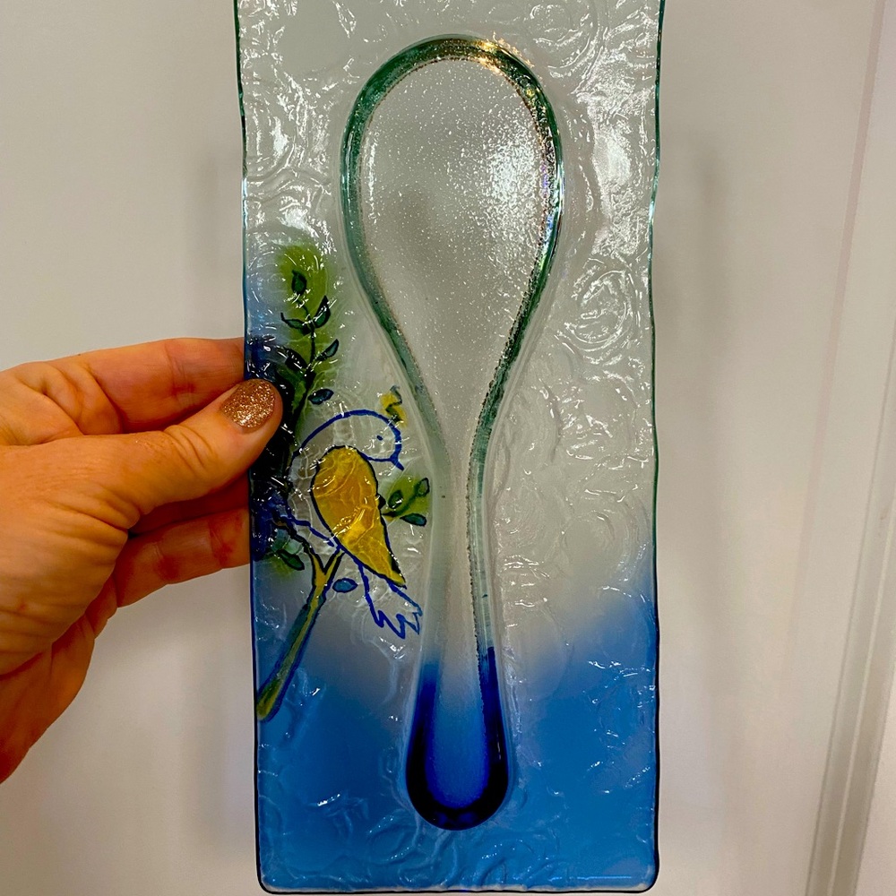 Villeroy and Boch authentic glass spoon rest Bird Switch pattern